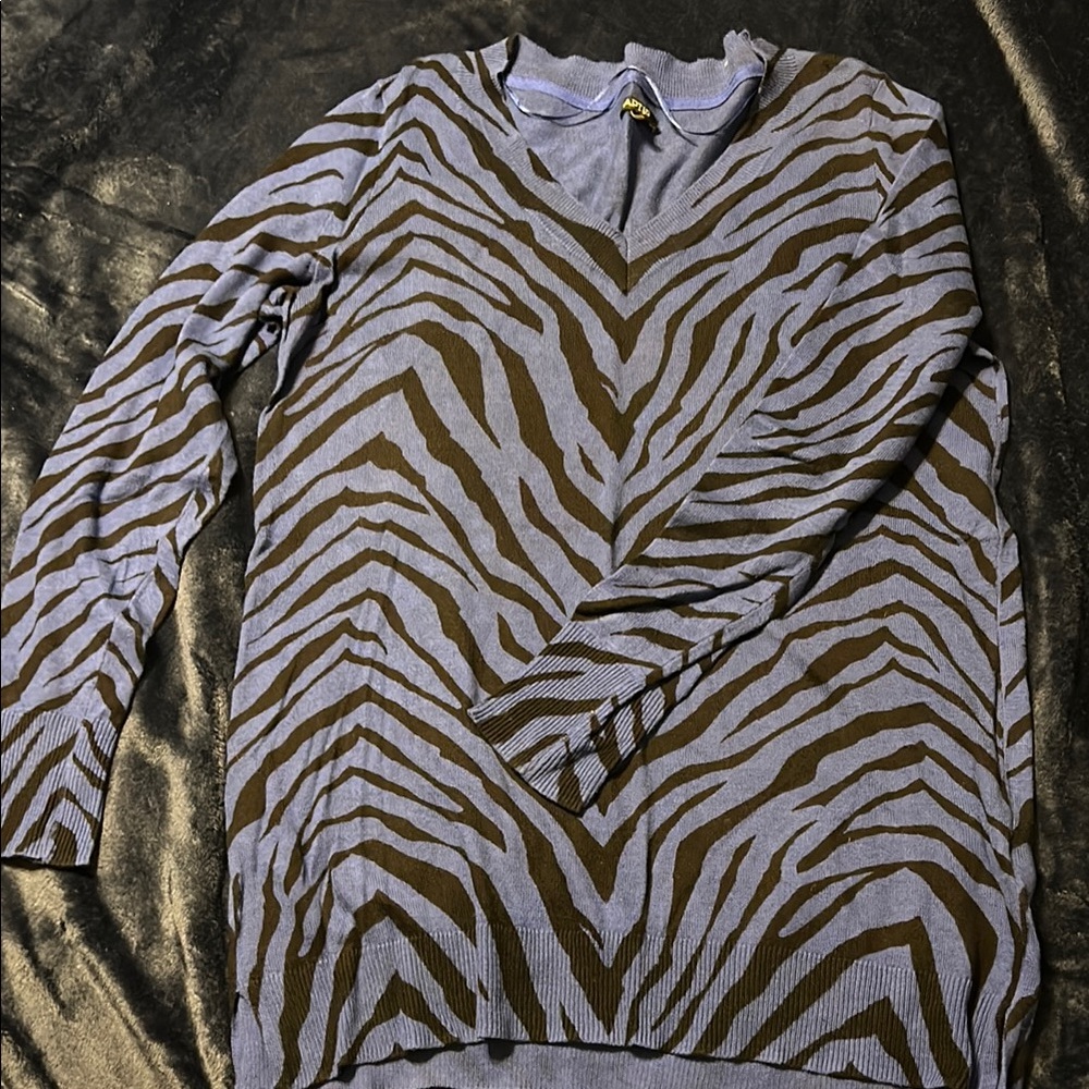 Zebra Print Sweater in Blue and Blue